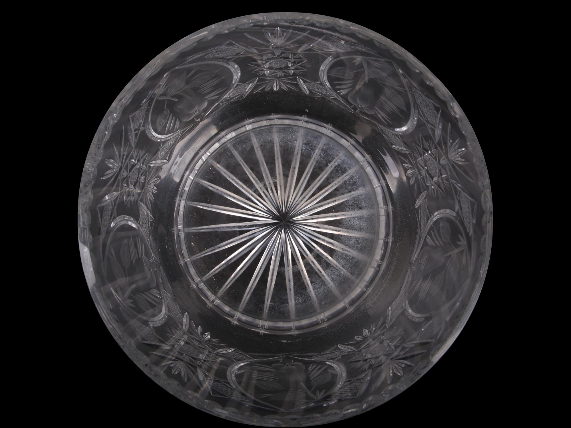 ANTIQUE AMERICAN CUT GLASS BOWL CENTERPIECE PIC-3